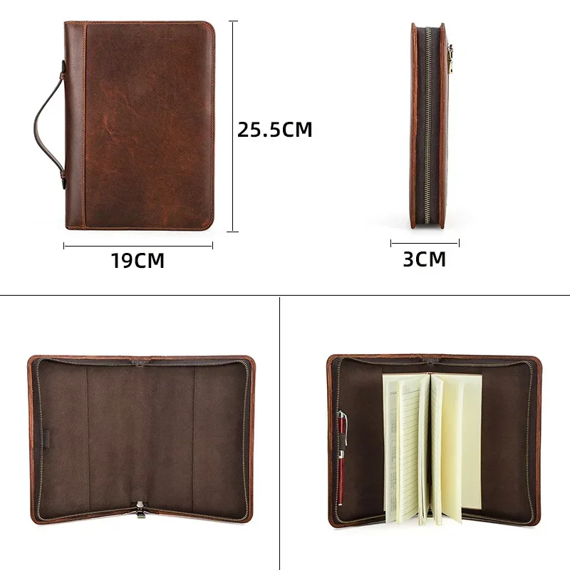 A5 Leather Wrist Zipper Notebook Cover With Pen Slot Back Storage For Phone Journal Notebook Office School Supplies Stationery