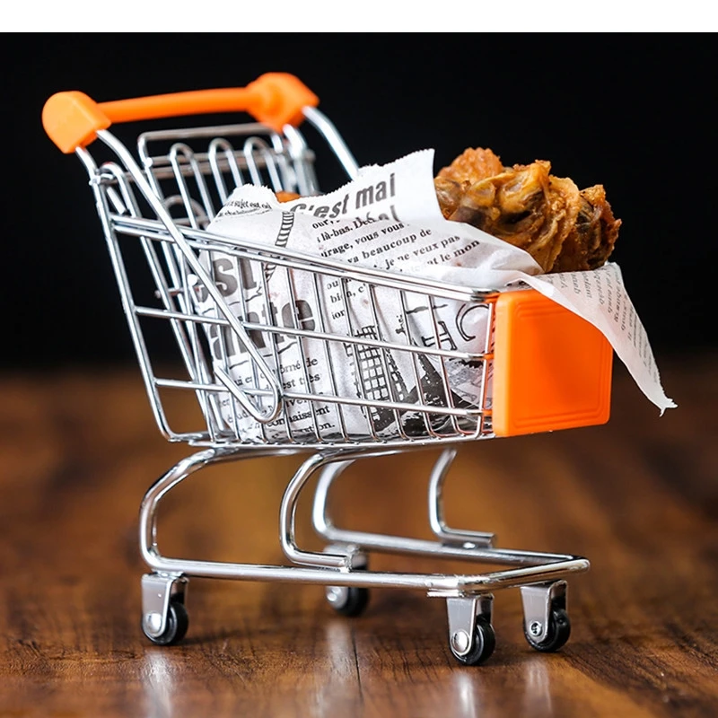 American Restaurant Snack Plate 304 Stainless Steel Mini Shopping Cart French Fries Fried Chicken Home Tableware