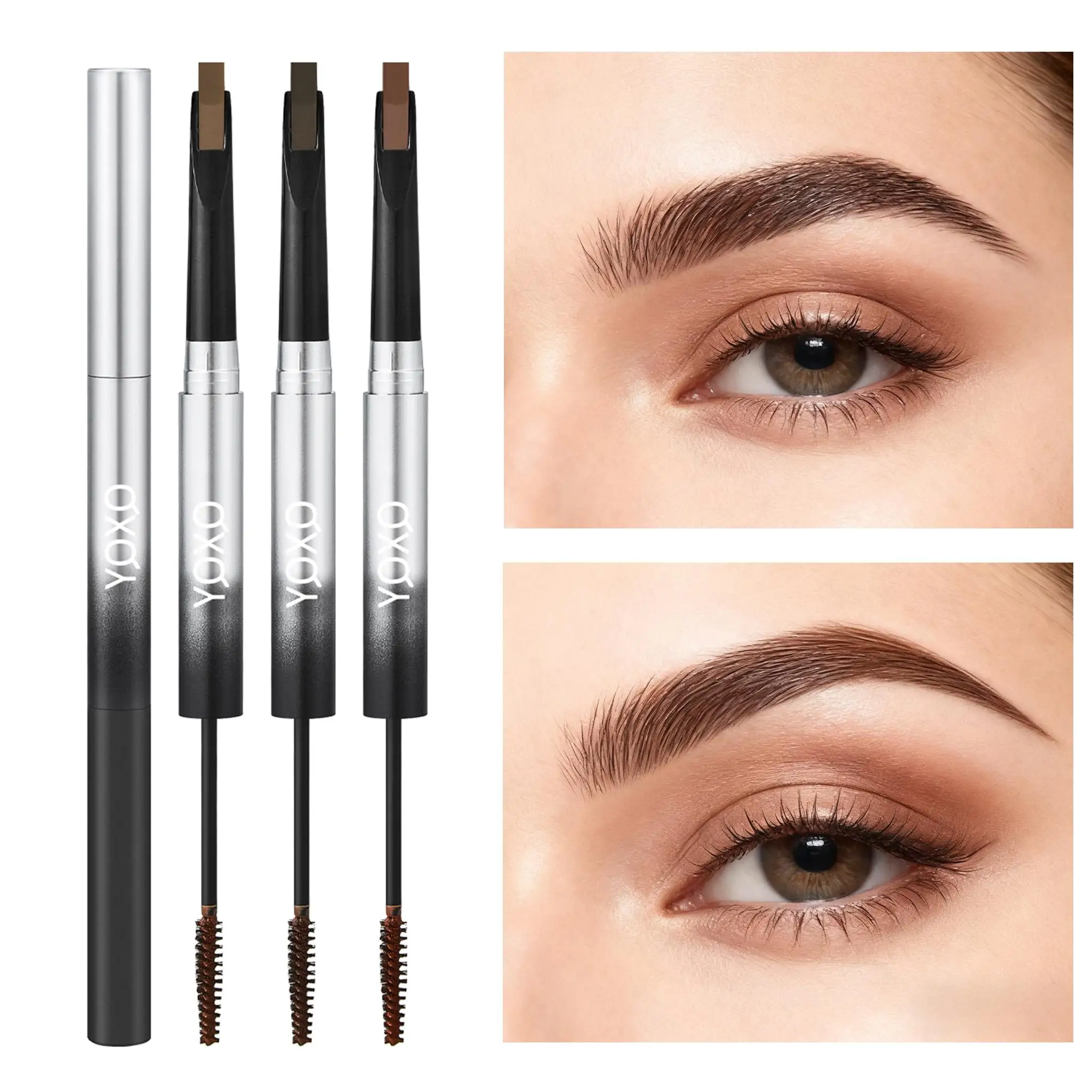 2-in-1 Double-Ended Eyebrow Pencil And Dye Cream Waterproof Long-Lasting Natural 3D Shaping Easy to Color Makeup for Eyebrows