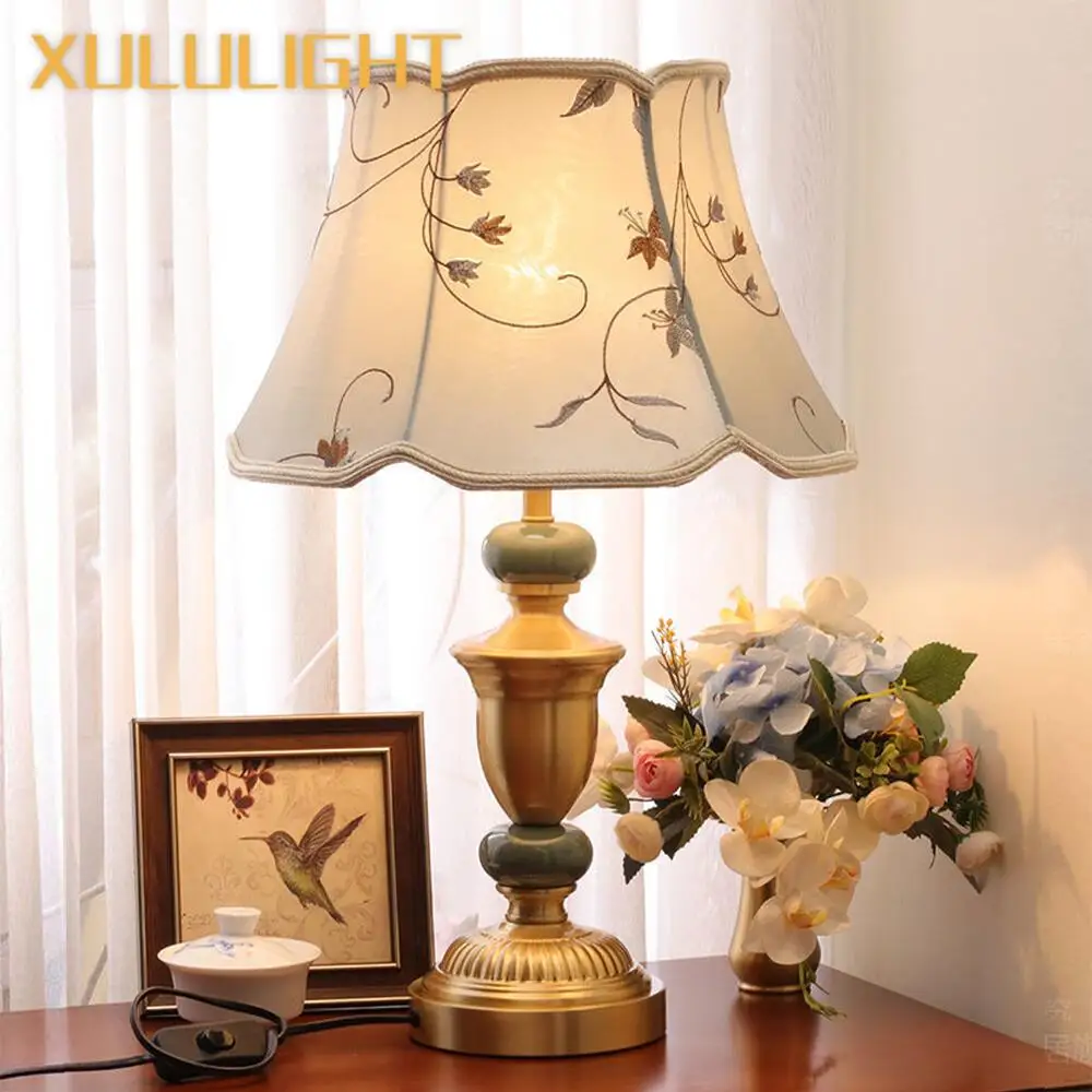 American Style Bedside Table Lamp For Bedroom Living Room Decoration European Retro Classic Desk Lamp Metal LED Light Fixture