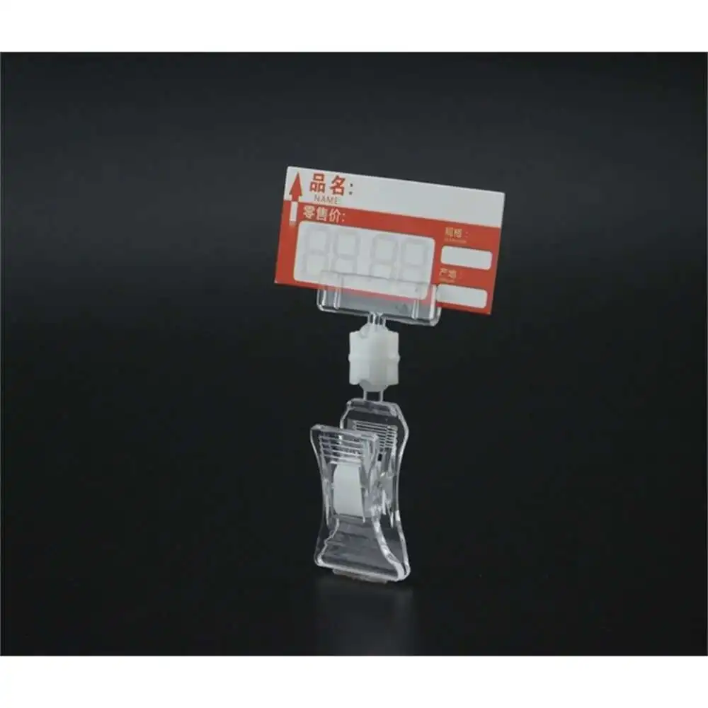 Clear H64mm Pop Merchandise Plastic Sign Paper Card Display Price Tag Snap Label Promotion Small Memo Clips Holders