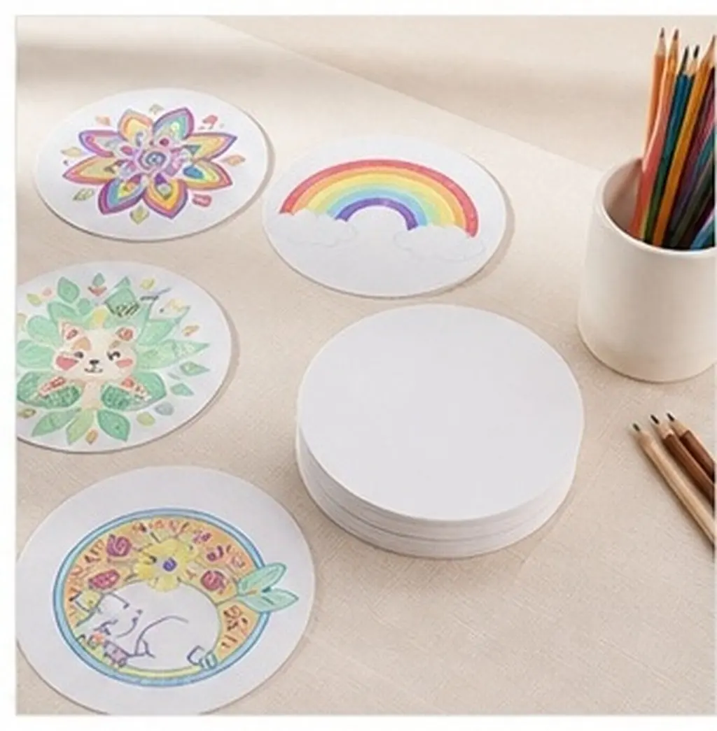 diyスクラップブッキング、グリーティングカード作り、絵画、マンダラ画などに使える、白い丸型厚紙50枚セット。