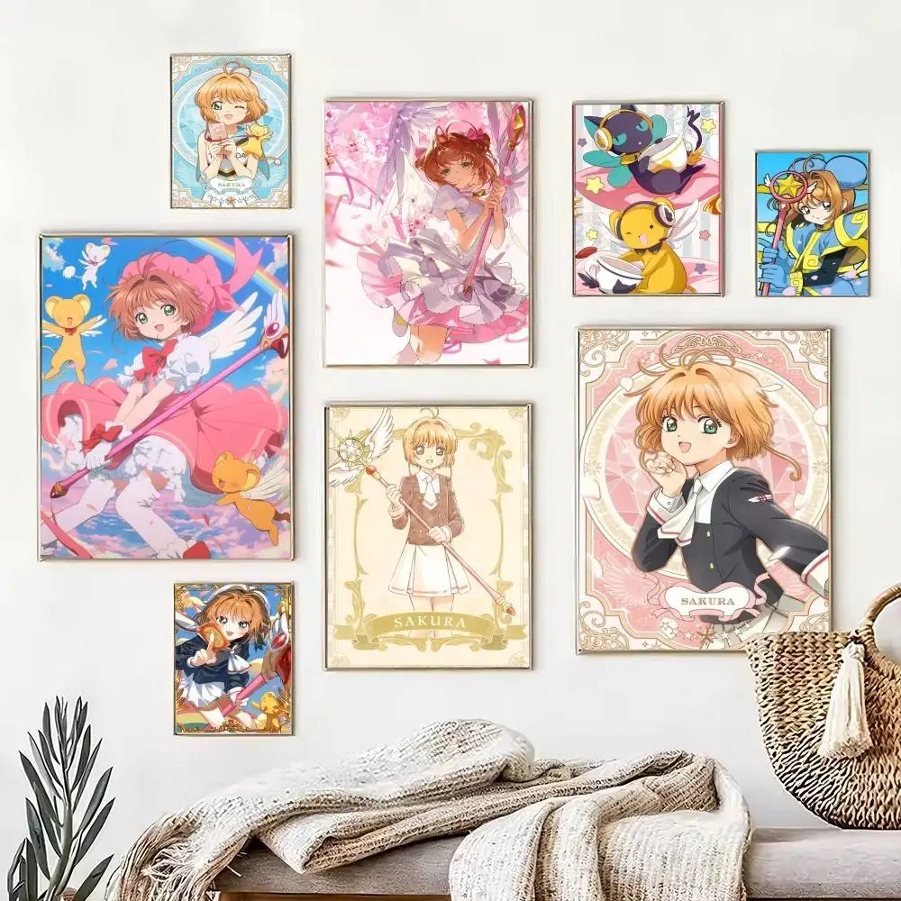 Anime Cardcaptor Sakura Poster Waterproof Wall Art Sticker For Bar Living Room Vintage Decor Print