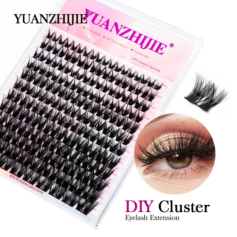 

YUANZHIJIE All Size DIY Cluster Lash C D Curl 0.07mm Bundles Soft Ribbon Strip Makeup Eyelashes for Home or Party Use