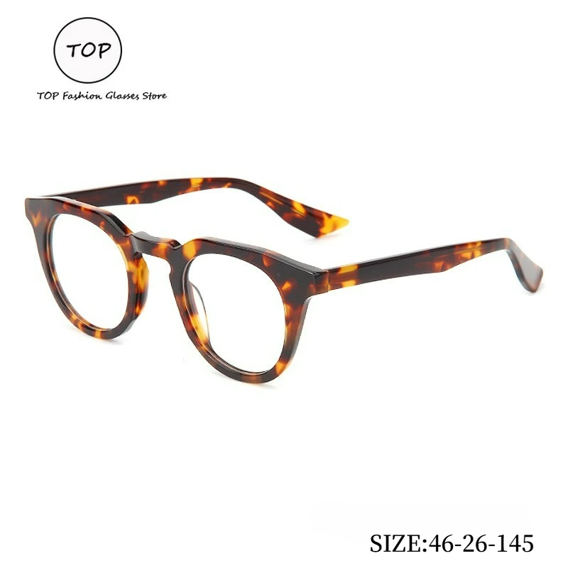 

2026 New Fashion Lightweight Acetate Tortoiseshell Eyeglass Frames Men 46-26-145Round Optical Spectacle Women Eyewear