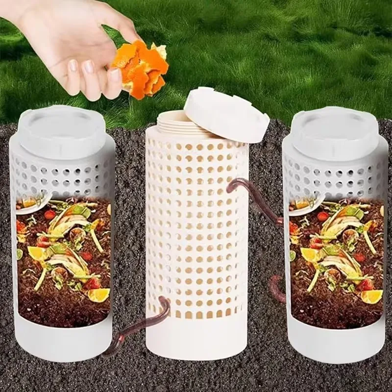 

Withbetter 1Pcs White Plastic worm Compost Bin With Holes And Lid Suitable For Garden Courtyard Outdoor Compost Bin HG
