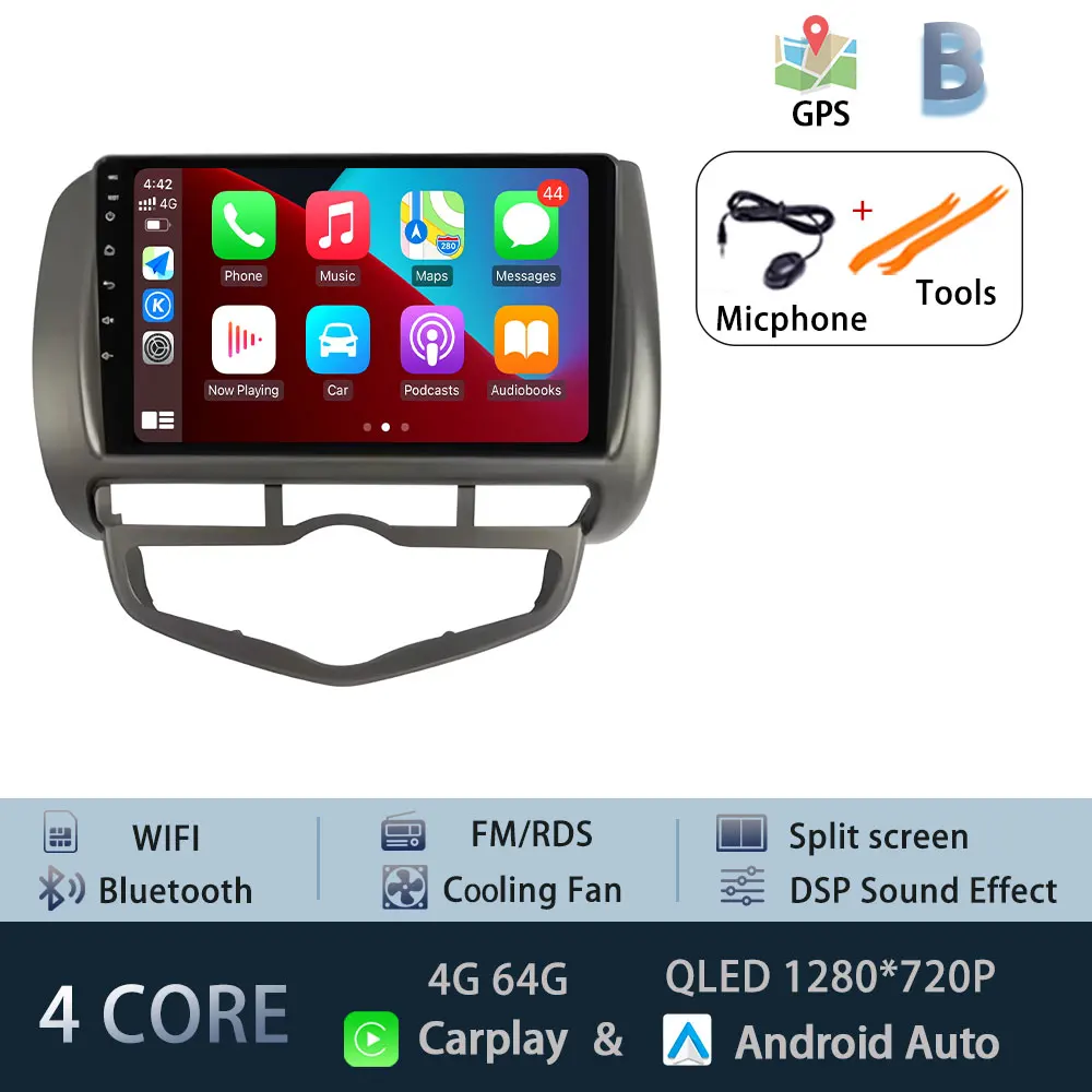 Voor Honda Fit Jazz 2002-2008 LDH RDH Autoradio Audio Mulltmedia Speler Android Intelligent Systeem GPS Navi DPS 4G Carplay WiFi