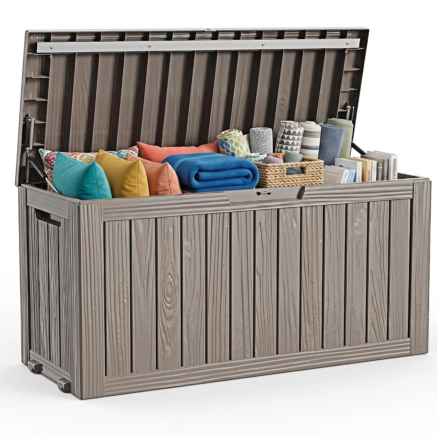150 Gallon Outdoor Storage Box Waterproof,Weatherproof Deck Boxes Outdoor Lockable,Resin Outside Storage Box for Garden Tools
