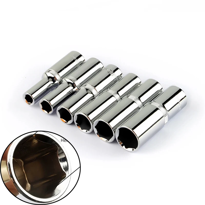 Hex Soquete Cabeça Profunda Sockets Drive Long Square Hole 12 12.5 mm Square Hole Auto Repair Ratchet Wrench Tool 78 mm Comprimento 1pc