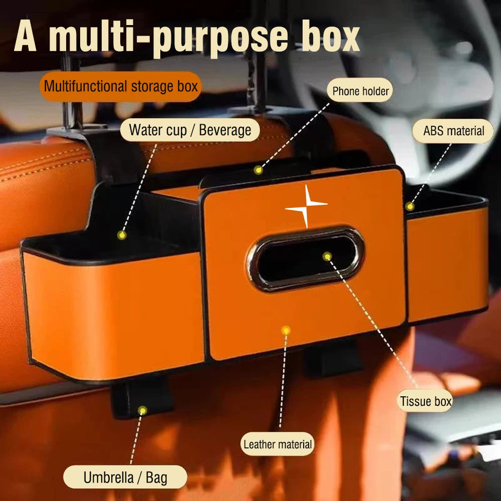 

Car Backseat Tissue Box Multifunctional Storage Organizer Bag Auto Accessories for Volvo Polestar 2 Polestar 3 Auto Interior