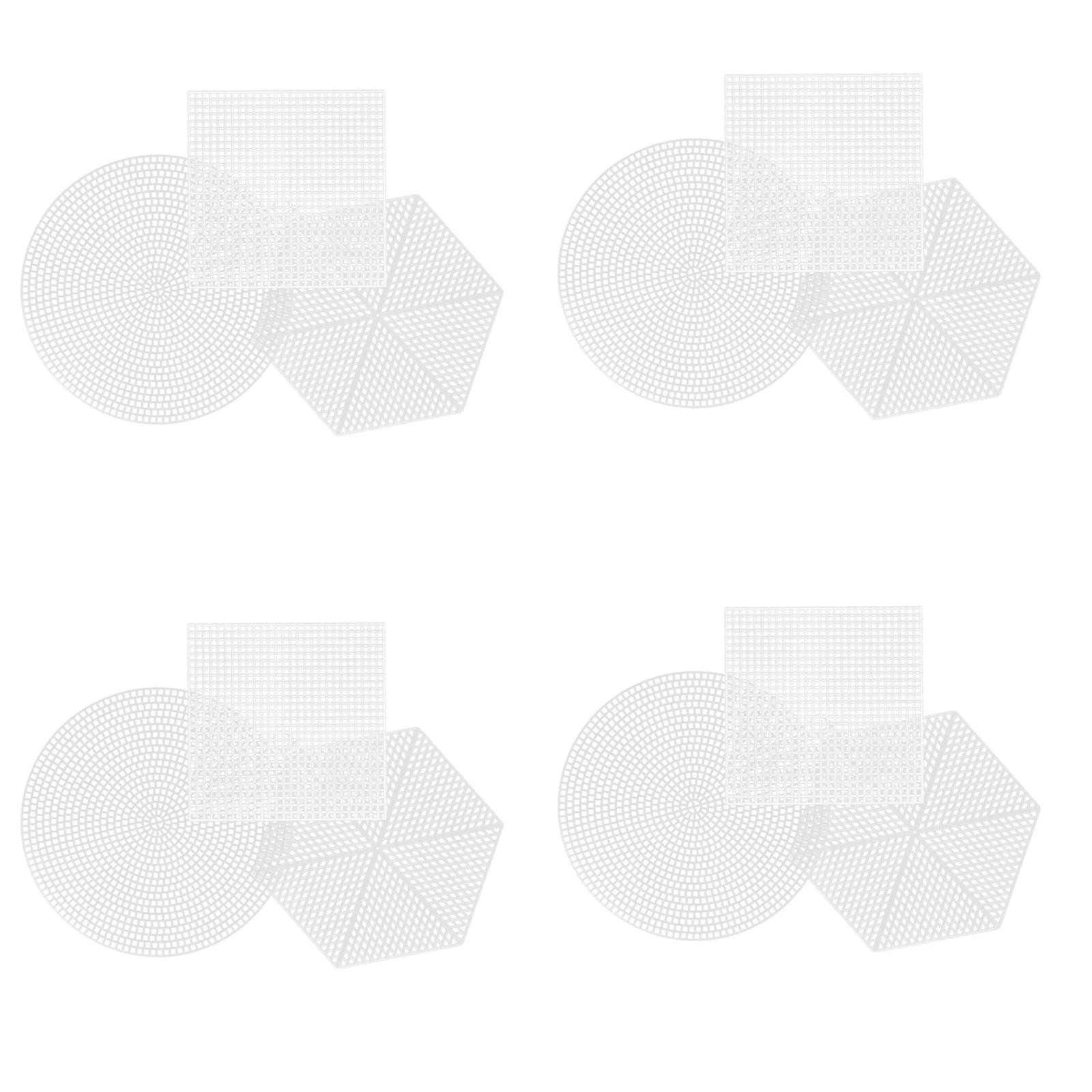 

24 Pcs Cross Stitch Mesh Embroidery Plastic Canvas Cloth Fabric Flexible Shapes for White Kit
