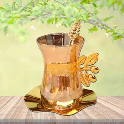 Türkiye featured coffee cup saucer sets, European style household Dim sum dish coffee mug with spoon, 6 cups, 6 plates, 6 spoons