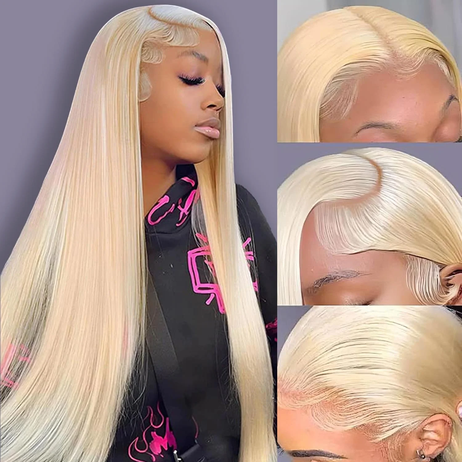 280% 30 40inch 13x6 HD Full Frontal Lace 613 Blonde Colored Straight Wigs Lace Frontal Human Hair Wigs Lace Front Wigs For Women image 4