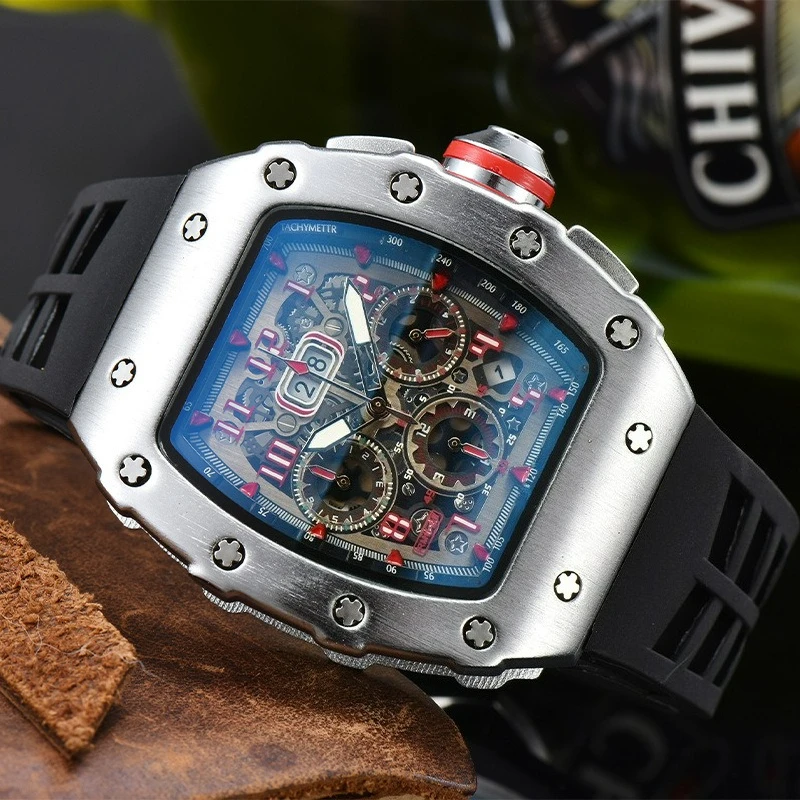 Trend, Mechanical Texture Watch, Retro Simplicity, Youth Fashion Sports Wine Barrel Type Six-Pin Watch Men
