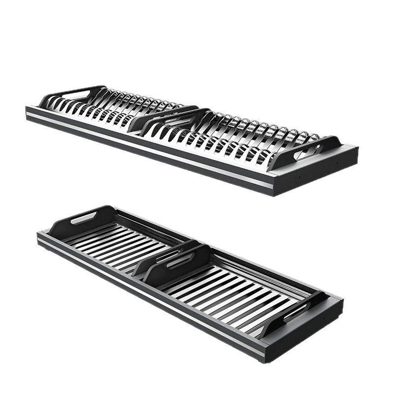 

Kitchen hanging cabinet, dish rack, wall-mounted stainless steel drain rack, built-in double-layer cup and dish storage rack
