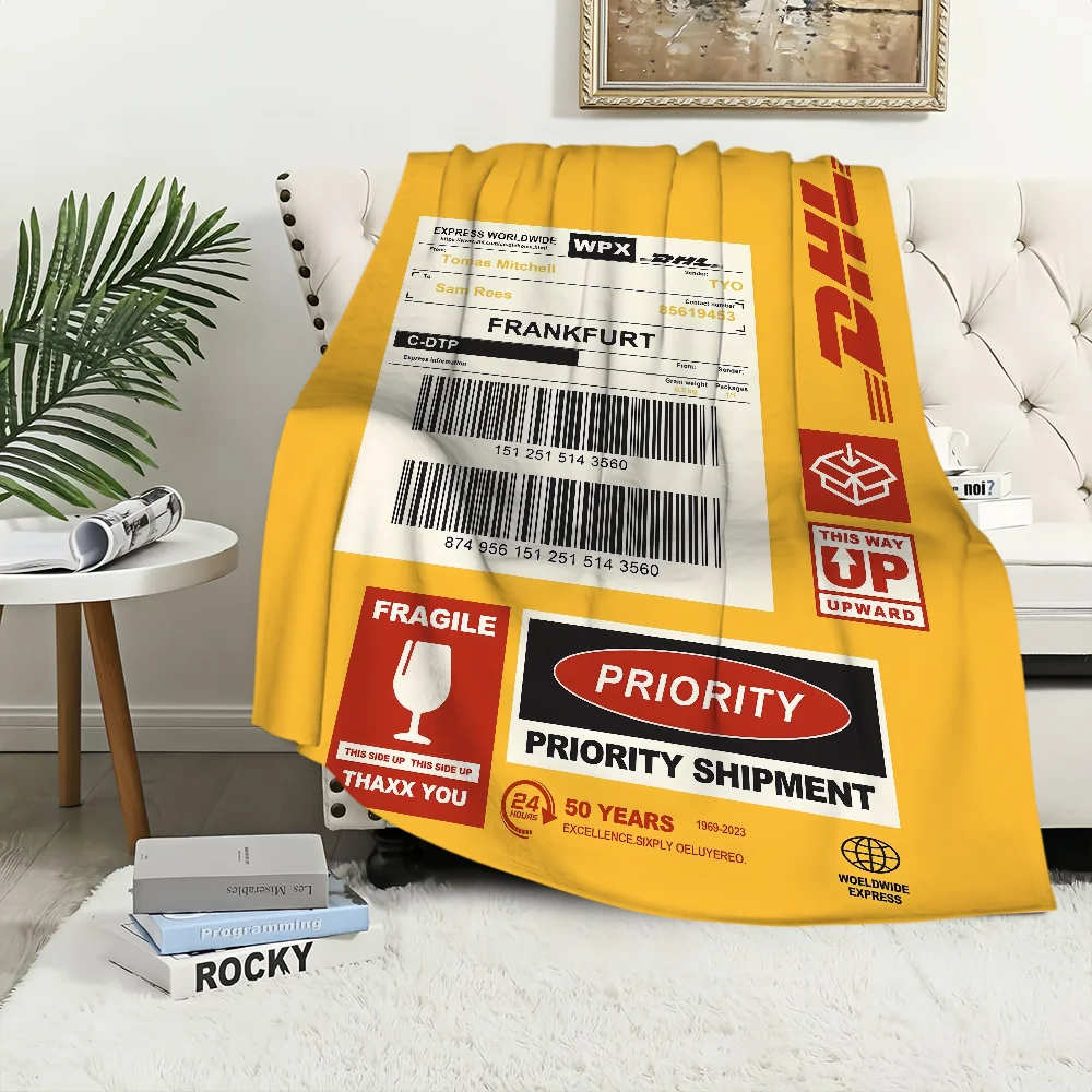 Customize Fashion Logo D-DHL-S Cool Blanket Plush Nap Sofa rug for Living Room Warm Office Bedroom Birthday Home Travel Kid Gift