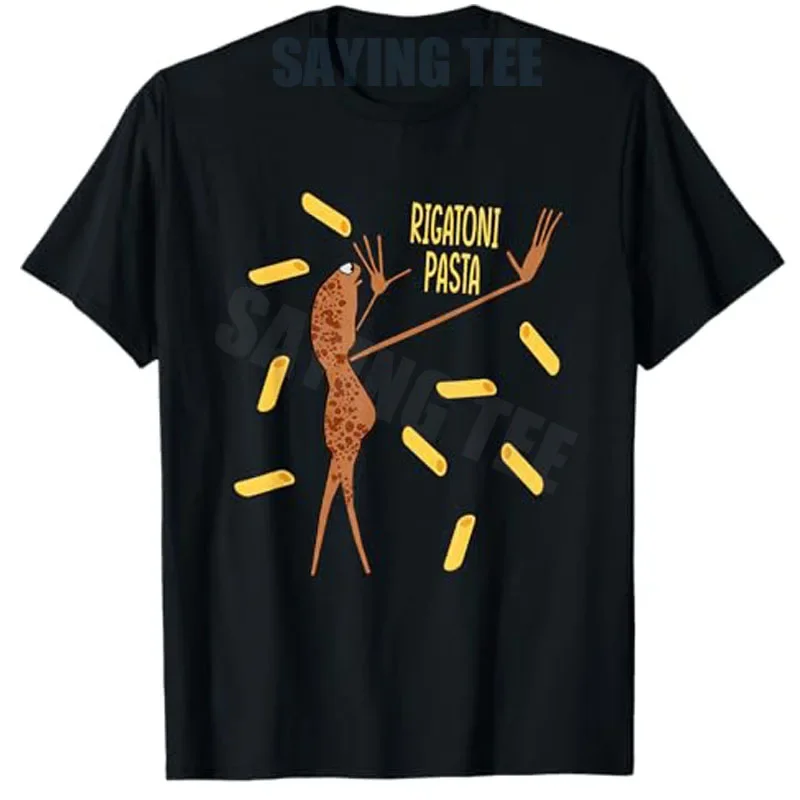 

Rigatoni Pasta Worm Graphic T-Shirt Men Cotton Crew Neck Funny Meme Tee Trip Gift