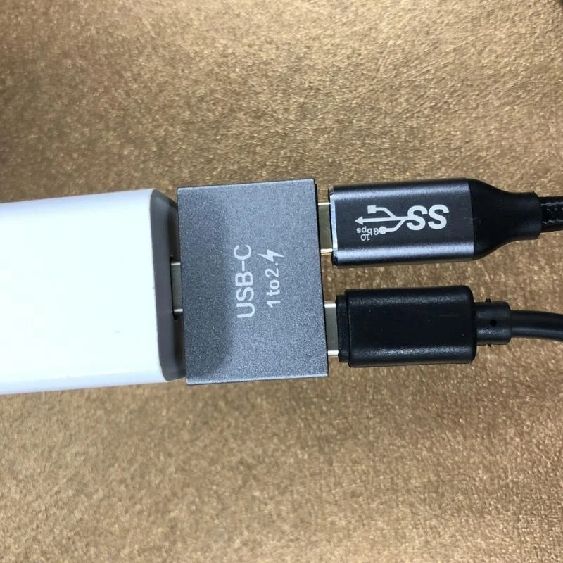 Tamanho compacto usb c macho para duplo usb c fêmea divisor para tipo c cabo de dados metal para escudo usb c divisor convte ferramenta