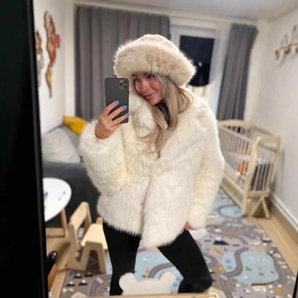 

Belted Women Winter Faux Fur Coat Solid Lapel Collar Cinched Waist Female Mink Fur Jacket Long Slim Fit Eco Fur Outwear For Lady