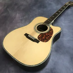 Guitarra acústica de 41 pulgadas D Barrel Cutaway serie D45, Sección de madera maciza