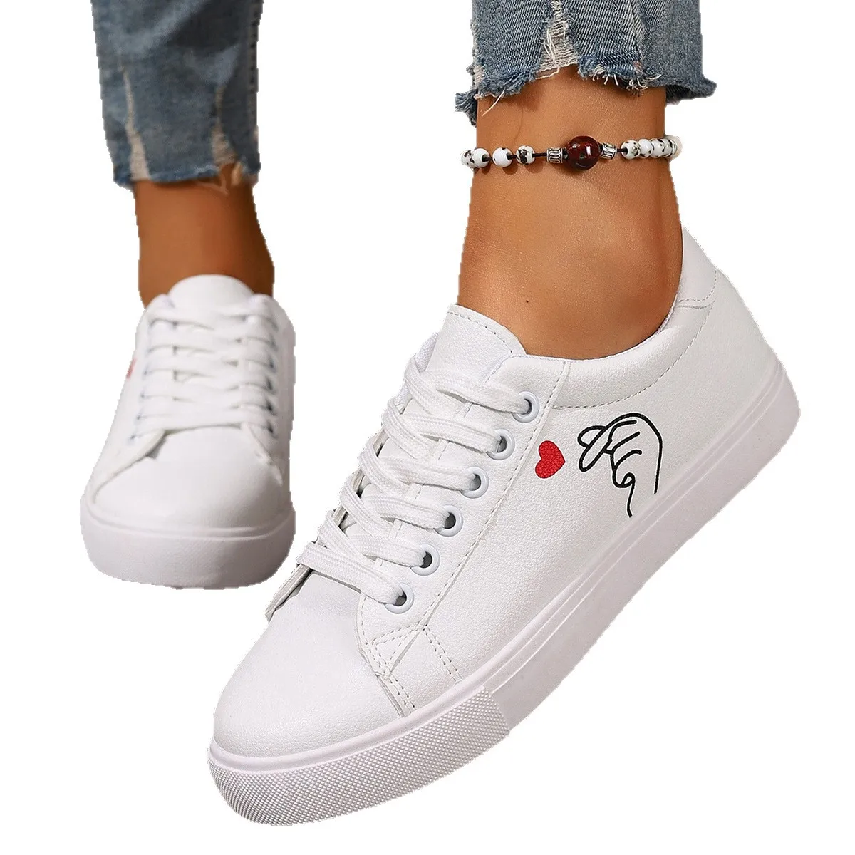 Mode Weiß Atmungsaktive Frauen Laufschuhe Neue Frühling Herbst Gestickte Blume Lace-Up Casual Turnschuhe Zapatos De Mujer