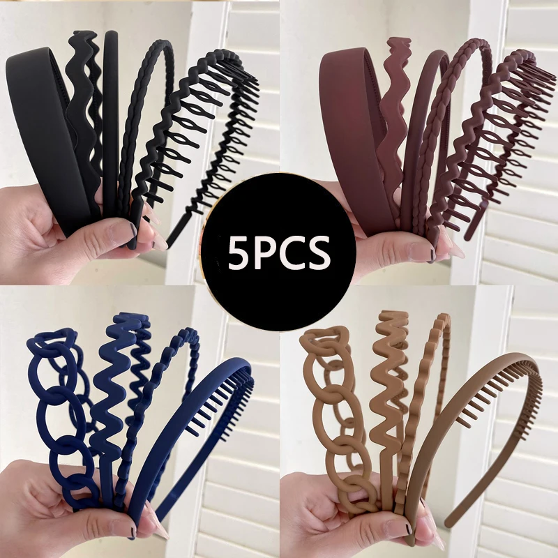 

5pcs Fashion Black Hairband Set Women Men Bezel Headbands Hair Bands Kids Girl Hair Hoop Holder Head Band Rim Headwear Ornaments