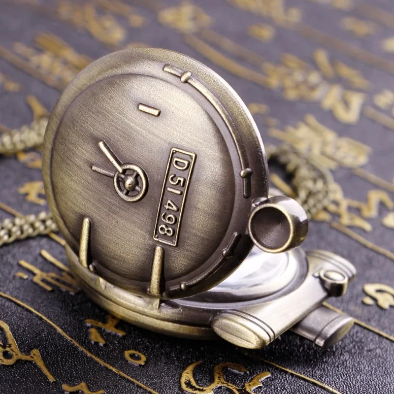 القطار البرونزي مرقمة الهاتفي قلادة كوارتز ساعة الجيب قاطرة حالة الرومانية الرقمية خمر ساعة الرجال والنساء تذكارية