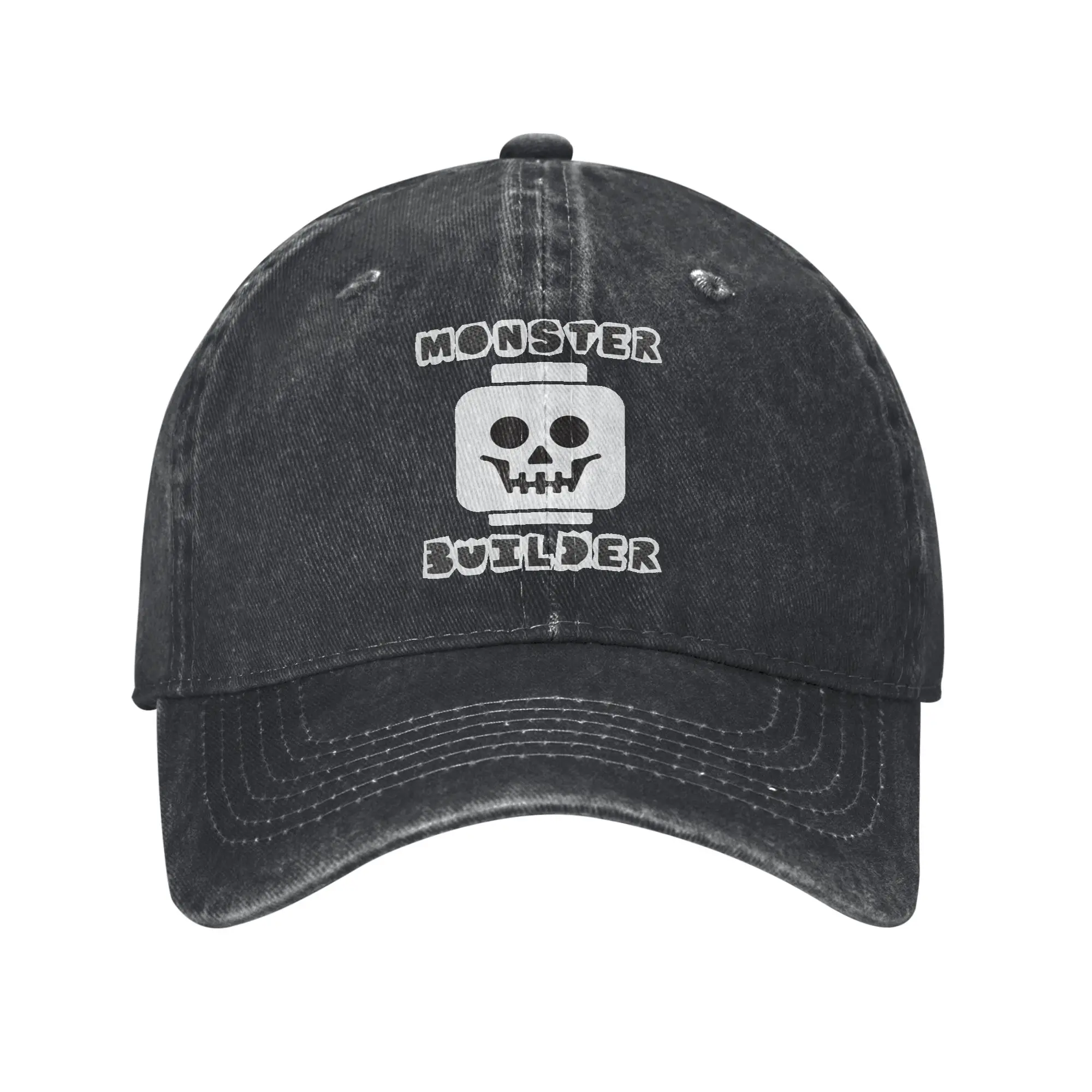 Summer Halloween Building Bricks Monster Builder Skeleton Head Baseball Cap Sun Adjustable Washed Trucker Hat Unisex-Teens