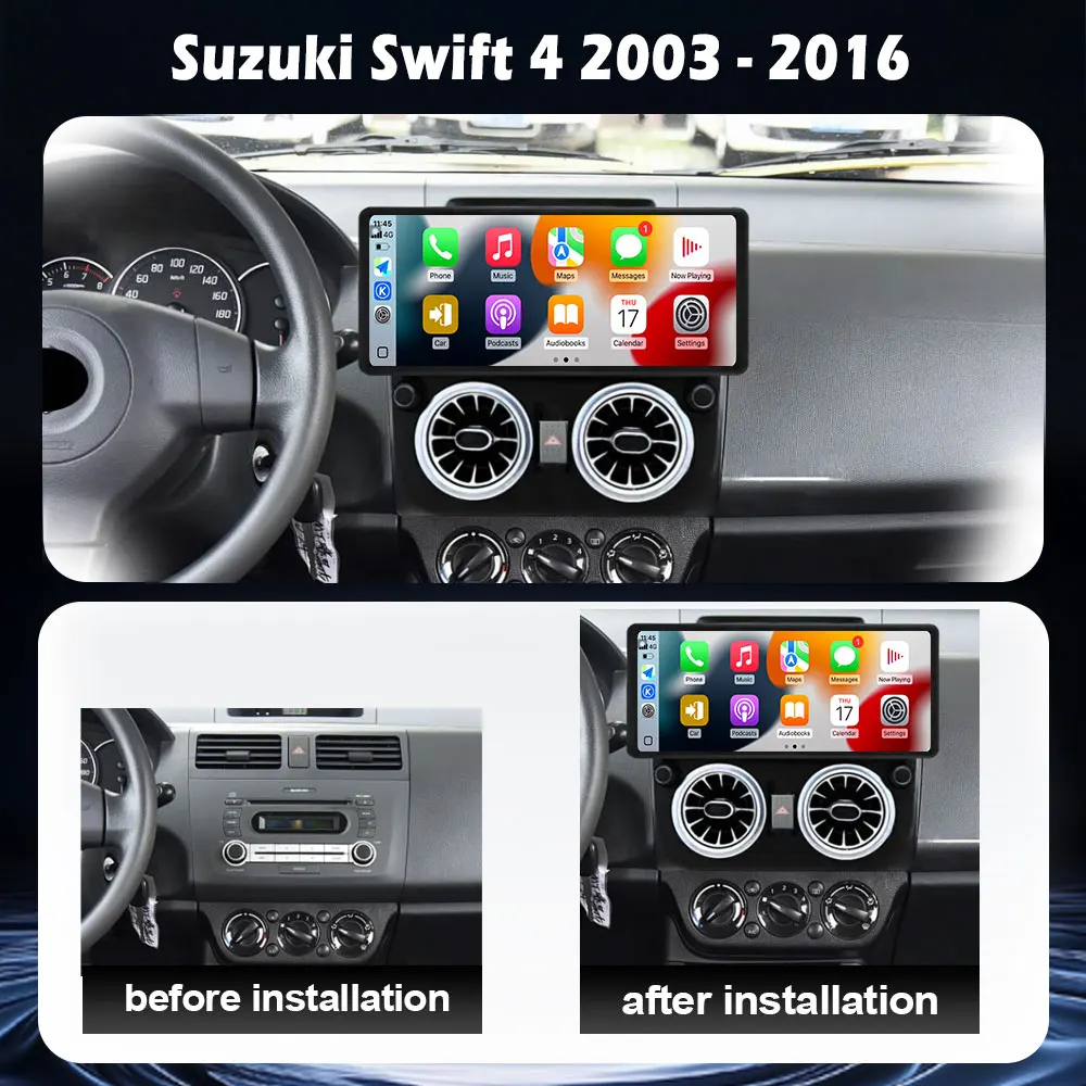 Android 16 Car Radio Stereo for Suzuki Swift 4 2003-2016 GPS Navigation Steering Wheel Control Multimedia Carplay Auto WiFi