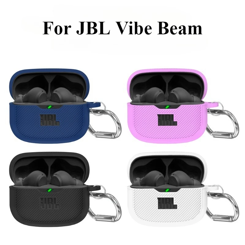 

Silicone Earphone Case For JBL Vibe Beam Cover All-inclusive with Hook Waterproof Anti-drop Wireless Headphones Protective Cover