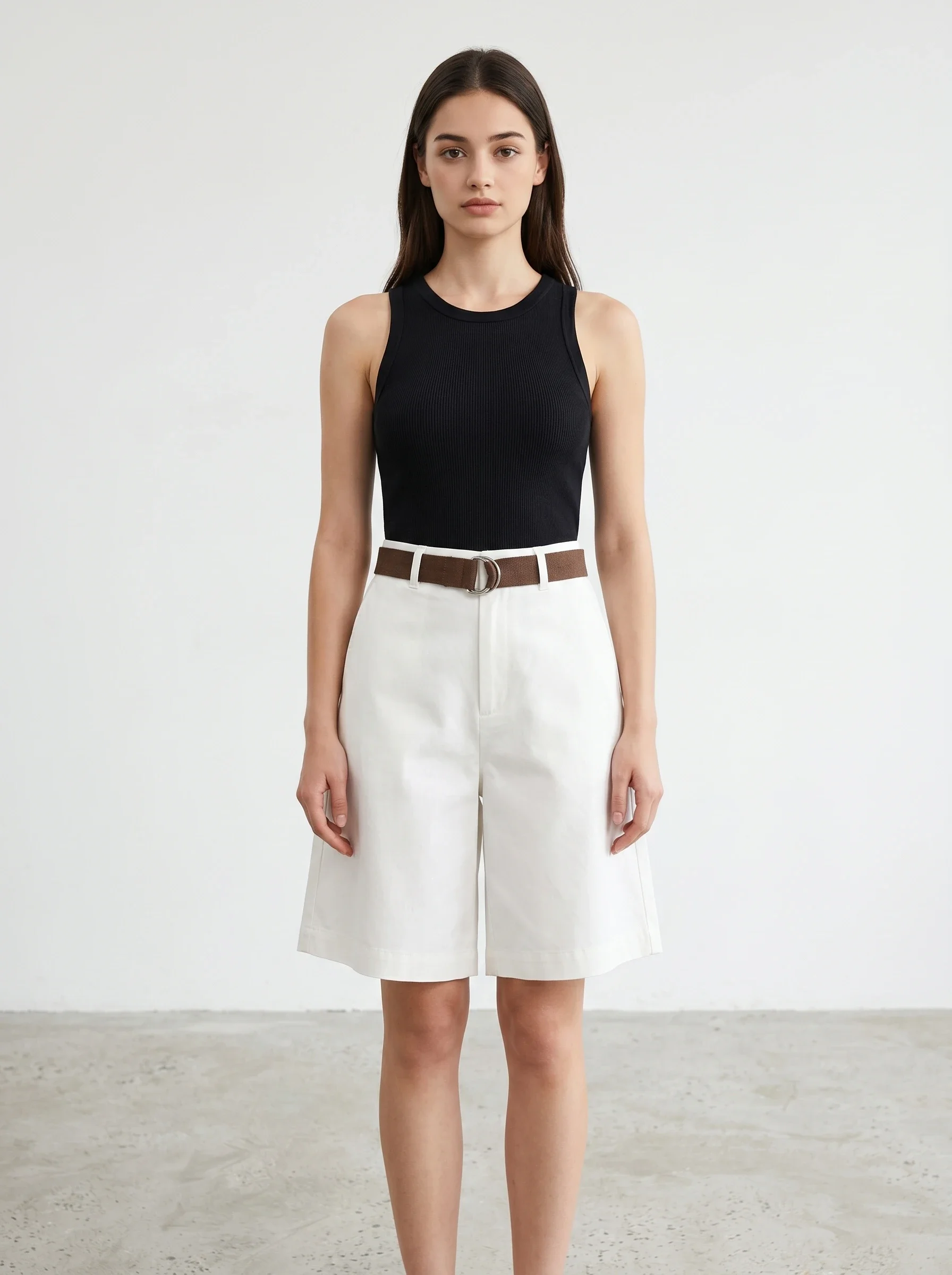 Summer Korean version simple solid fashion loose versatile casual large size wide leg pants high waist student women's shorts