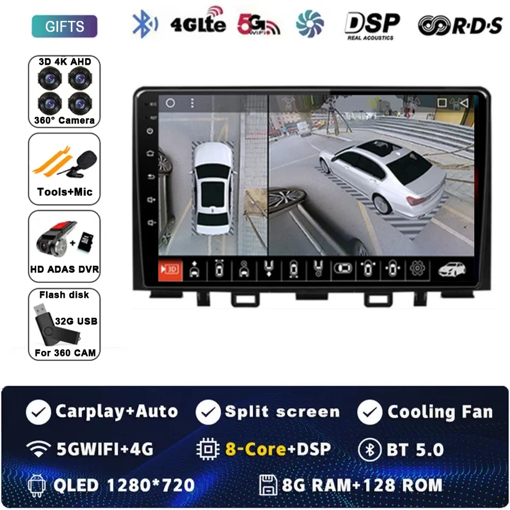 TIEYEZ Android 15 Carplay Auto Auto Radio GPS Multimedia Video Player Stereo BT Für Kia RIO Stonic YB 2016 2017 2018 2019 2020 2021 2022 3