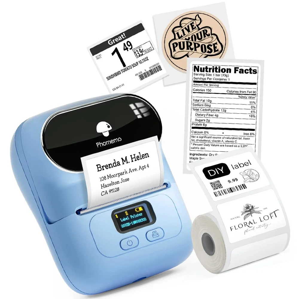 Phomemo Impressora de Etiquetas Portátil Mini Térmica Auto-adesivo da Etiqueta Impressora Tag do Bolso do Telefone Preço 50 mm M110