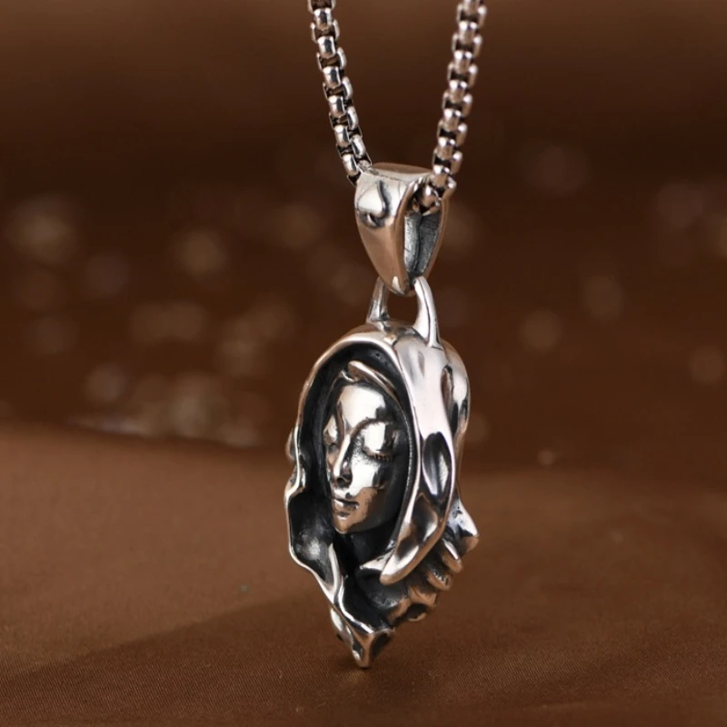 Genuine BOCAI S925 Sterling Silver Pendants for Women Men New Fashion Relief Rose Goddess Punk Vintage Jewelry Free Shipping