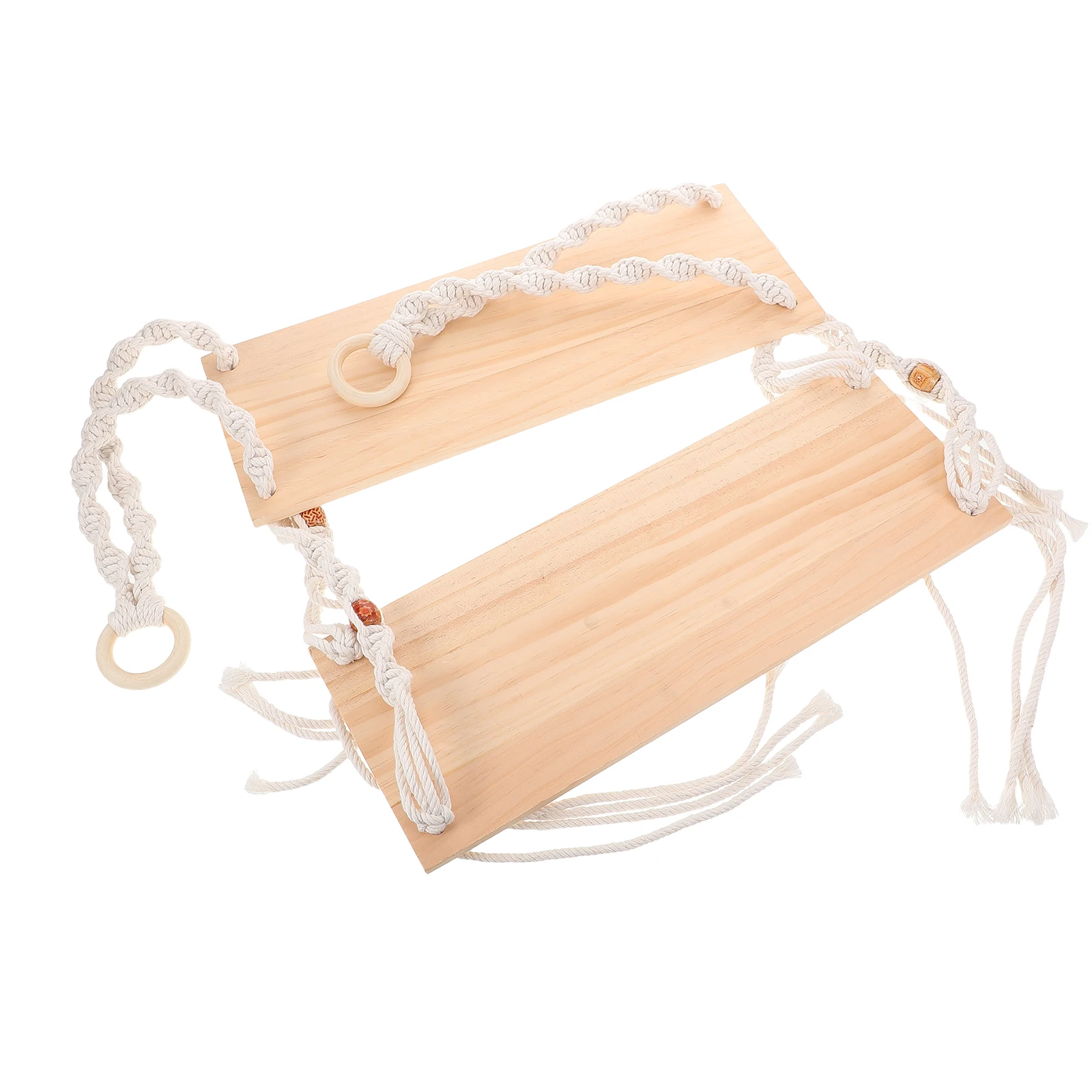 

Macrame Hanging Shelf Boho Woven Wall Mount Rack Double Layer Floating Shelf For Plants Photo Display Storage Nordic Style