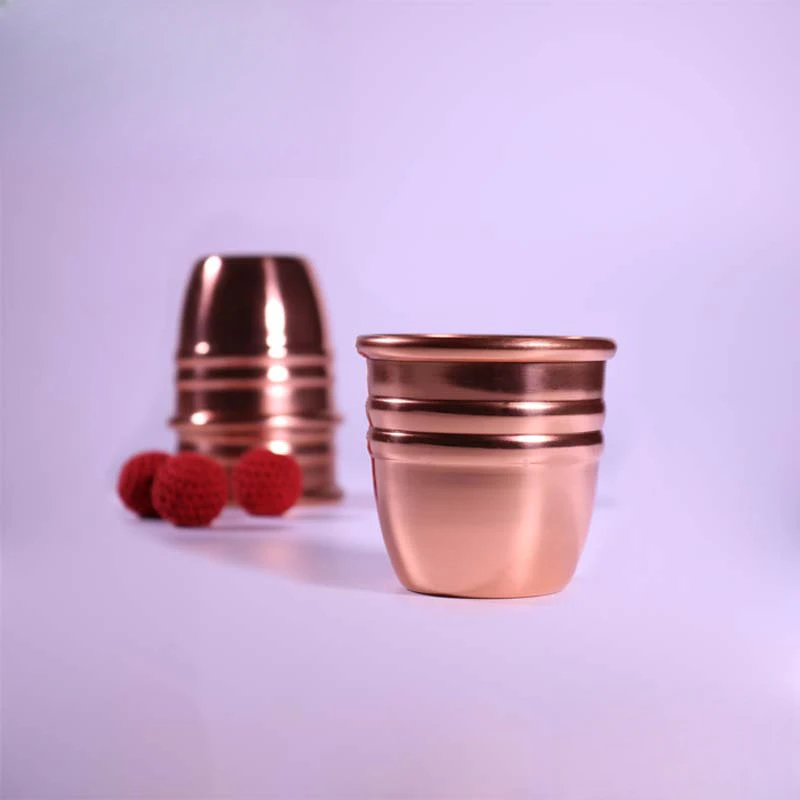 Super Copper Cups and Balls Professional Brass Three Cups and Balls Magic Tricks Magician Close Up Illusion Gimmicks Copper Fun