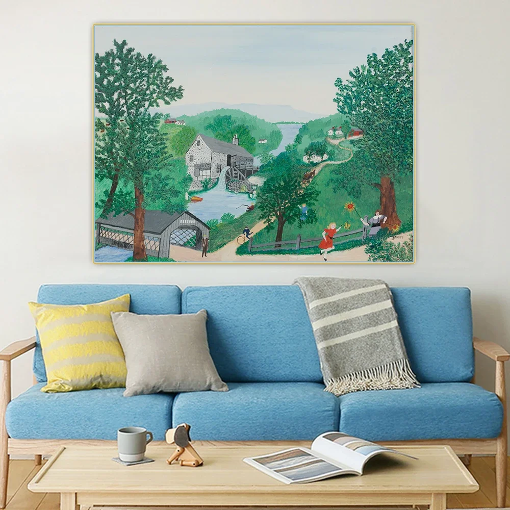 Citon Grandma Moses Anna Mary Robertson《The Oaks》Canvas Art Oil Painting Artwork Decorative Picture Wall Decor Home Decoration