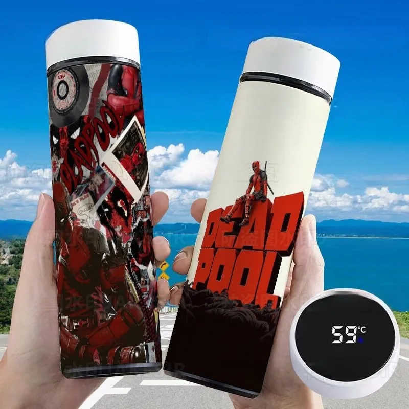 Marvel Deadpool Anime movies High-looking smart temperature display large-capacity stainless steel student portable thermos cup