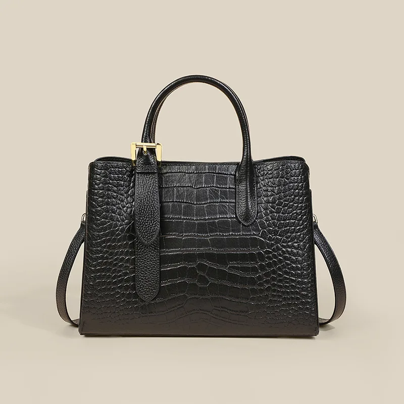 Women's Handbag New High-Quality Genuine Leather Women Bag Luxury Crocodile-Patterned Crossbody Bag Large Capacity Mummy Handbag