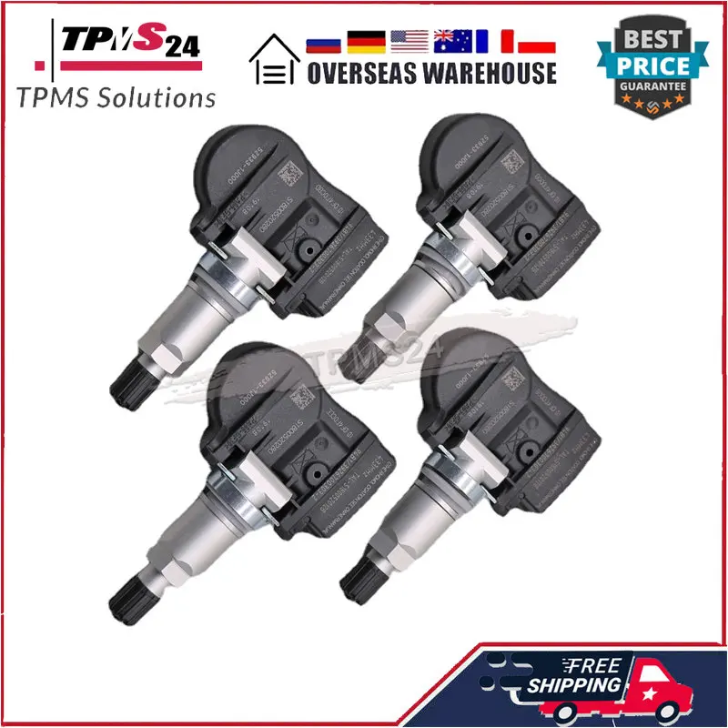 4PCS FOR Hyundai I20 [PB] Solaris [RB] Sonata VI [YF] Kia Optima [TF] Sorento II [XM] 433MHz TIRE PRESSURE SENSOR 52933-1J000