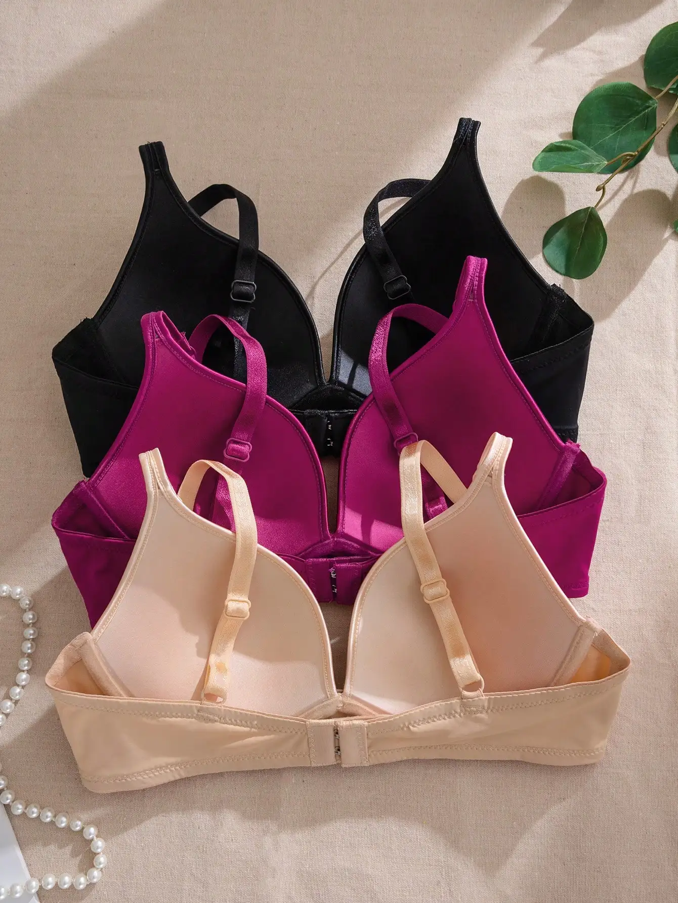 3 Pcs/Set Wire Free Seamless Bra For Women Smooth Push Up Brassiere Adjustable Detachable Straps Comfort Daily Lingerie Nude Bla
