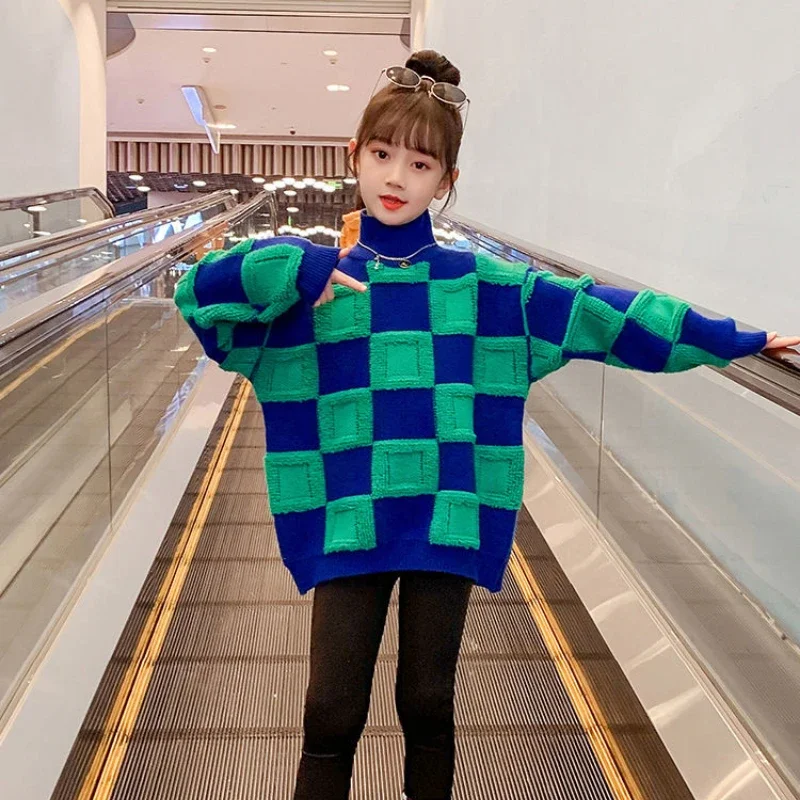

Girls Sweater Fashion New Children's Clothing Autumn and Winter Wear Girls Plush and Thick Winter Sweater 6 8 9 12 Year Old Kids