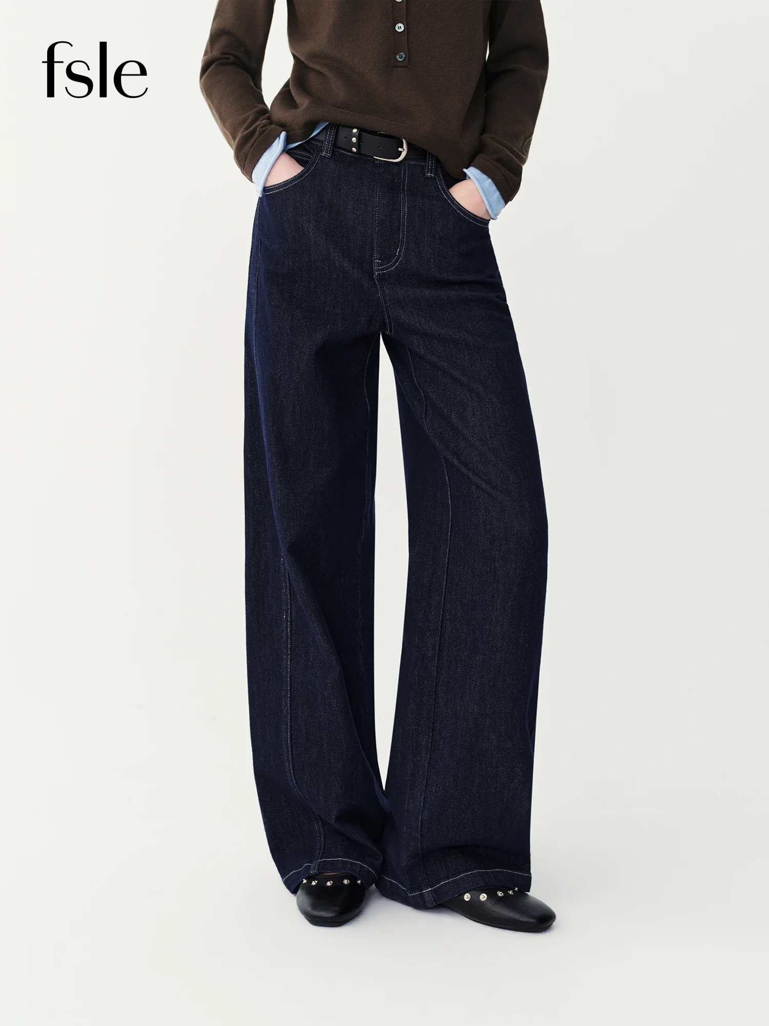 FSLE 2026 Fall Winter Women New High Waist Curved Barrel Shaped Jeans Vintage Style Raw Denim Cotton Slim Pants Streetwear Chic