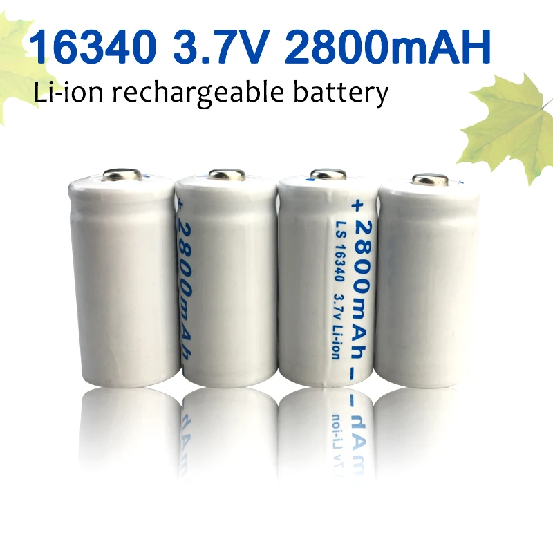 3.7V 2800mAh CR123A RCR 123 ICR 16340 for Safety Camera Rechargeable Battery Lithium Ion Battery with Charger