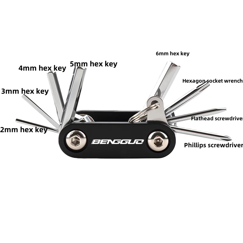 

Portable bicycle repair tools, set of hex screwdrivers, wrenches and sockets for mountain and road bikes
