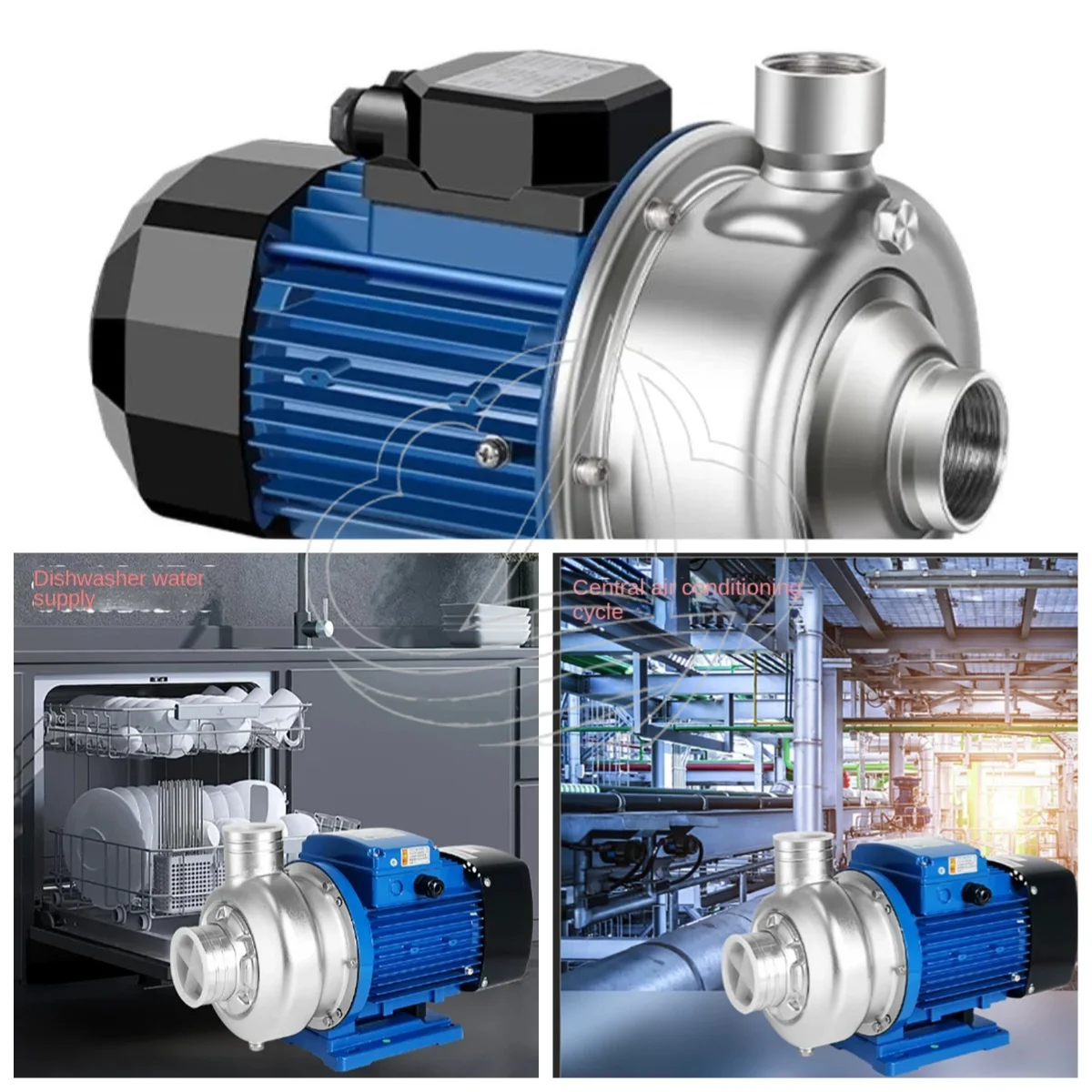 370W Acid Alkali Resistant Sewage Pump Semi-Open Impeller Stainless Steel Centrifugal Waste Water Pump