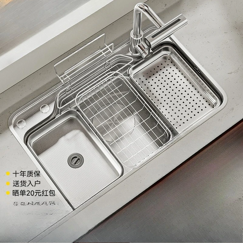 Large single slot 304 stainless steel kitchen vegetable sink household sink vegetable basin