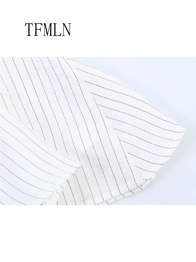 Fashion Striped Blouse Top For Women Summer Summer OL Lapel Sleeveless Single Breasted Shirt Summer Unique Elegant Causal Shirt view 6