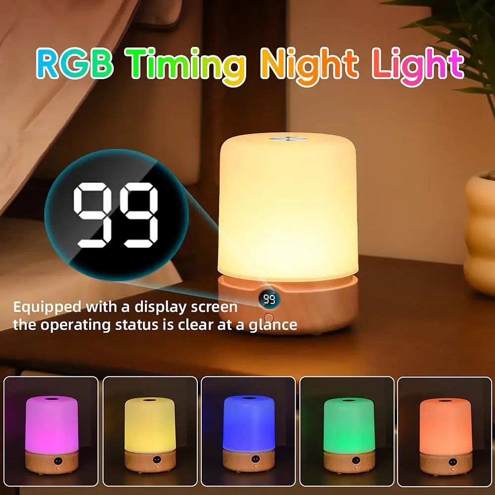 9 RGB Colors Night Light  Auto Shutdown Up To 10h Life Rechargeable Digital Screen Eye Protection Night Light Desk Dormitory