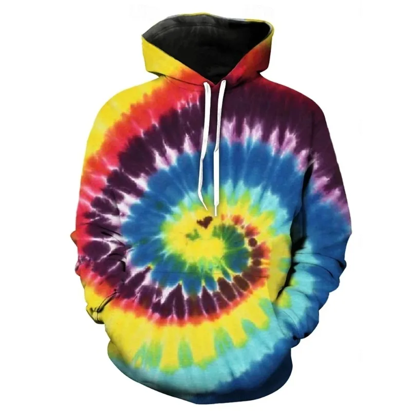 2025 جديد ثلاثية الأبعاد مطبوعة الخريف التعادل صبغ نمط الرجال والنساء المتضخم ملابس رياضية ملونة Harajuku Y2K البلوز عادية